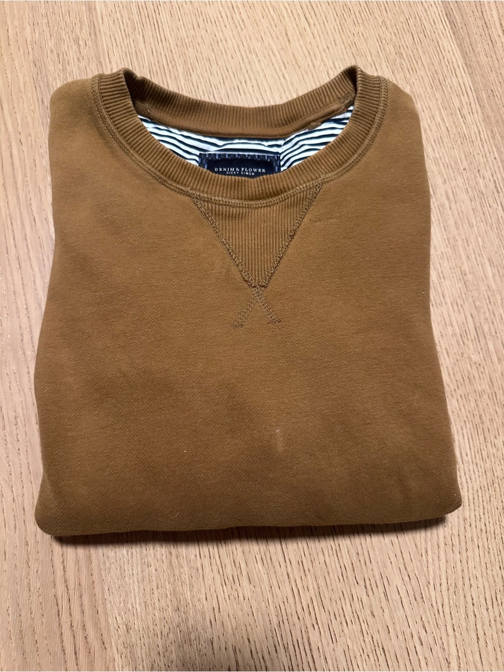 Denim & Flower Men's Crewneck Sweater in Camel Brown